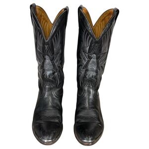 Boulet Mens Black Leather Eagle Star Stitch Western Cowboy Boots 9 38 E Canada